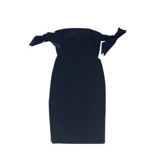 MILLY Black Brit Off‎ The Shoulder Bow Cady Pencil Dress size 4
